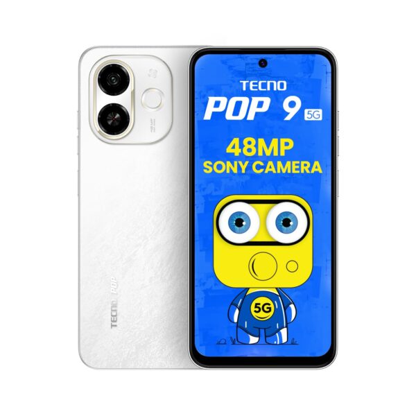 TECNO POP 9 5G Aurora Cloud, 4GB+64GB| Segment's 1st 48MP Sony AI Camera| Segment's 1st 5G with NFC | D6300 5G Processor |4+ Year Lag Free Fluency |5000 mAh Battery |Dual Speaker |Without Charger