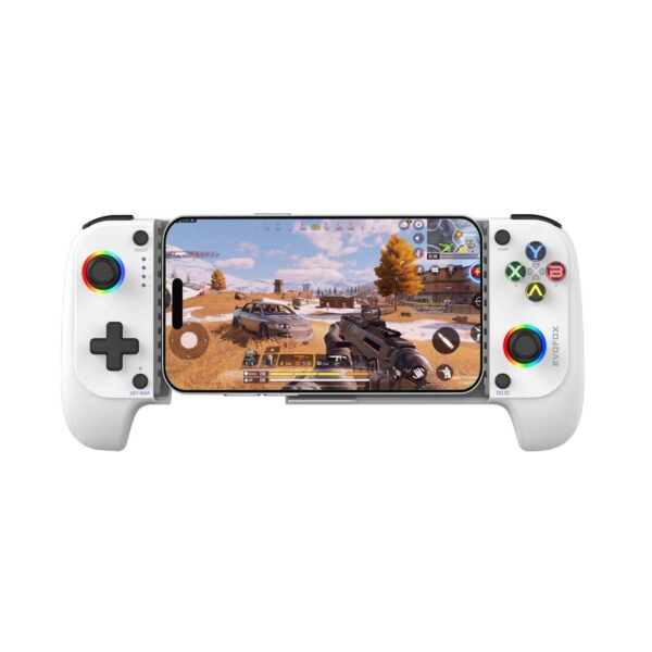 EvoFox Deck Smartphone Gamepad with iPhone/Android, XBOX, HID & Keymap modes | Bluetooth v5.0 | Dual Vibration motors | Magnetic Hall 3D Joysticks | RGB Lighting and Backlit Controls