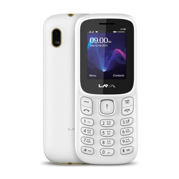 Lava A3 Vibe Dual Sim Keypad Mobile Phone | 1750mAh Big Battery | 1.8" Large Display | 7 Languages Read & Write Support | Vibration Alert (White Beige)