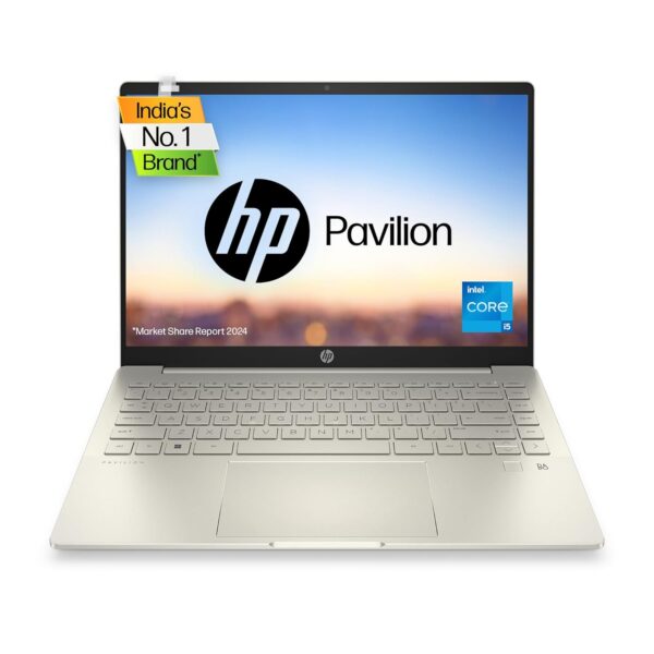 HP Pavilion Plus, 12th Gen Intel Core i5 16GB RAM/512GB SSD 14 inch(35.6 cm) Creator Laptop with Eye Safe Display/Intel Iris Xe Graphics/Backlit KB/B&O/FPR/Win 11/Alexa/MSO,14-eh0025TU Warm Gold