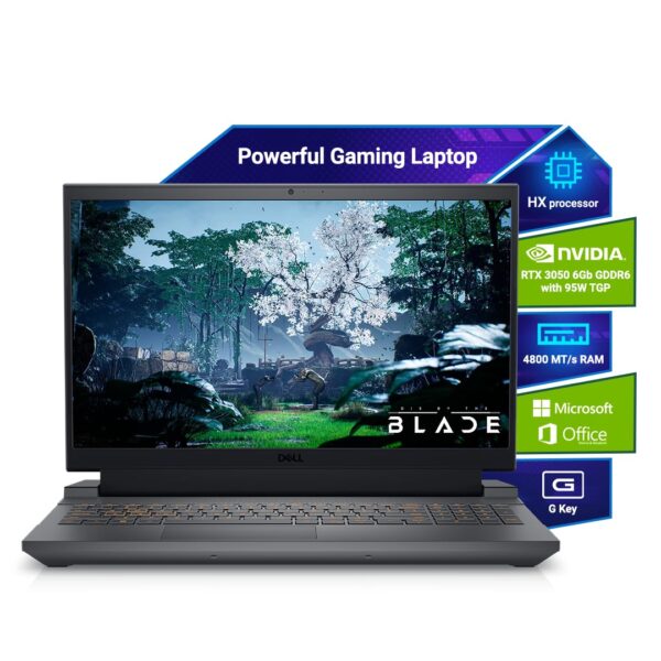 Dell G15-5530 Gaming Laptop, Intel Core i5-13450HX Processor, 16GB DDR5, 512GB,NVIDIA RTX 3050,6GB GDDR6, 15.6" (39.62cm) FHD 120Hz 250 nits, Backlit KB Orange,Windows 11 + MSO'21,Dark Shadow, 2.65kg