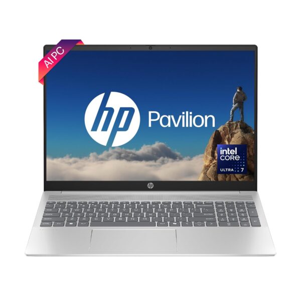 HP Pavilion 16, Enhanced by AI, Intel Core Ultra 7 155U, 16-inch (40.6 cm), WUXGA, 16GB LPDDR5x, 512GB SSD, Intel graphics, 1080p FHD IR camera, Copilot, Backlit KB (Win 11, Silver, 1.77 kg), af0028TU