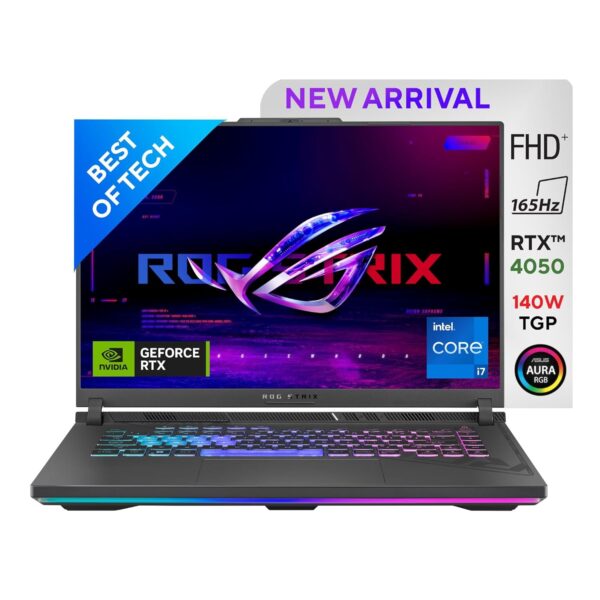 ASUS ROG Strix G16 (2023) 90WHr Battery, Intel Core i7-13650HX 13th Gen, 16" FHD+ 165Hz, 6GB RTX 4050, Gaming Laptop (16GB/1TB SSD/Windows 11/Office 2021/4-Zone RGB/Gray/2.50 Kg), G614JU-N3200WS_WO