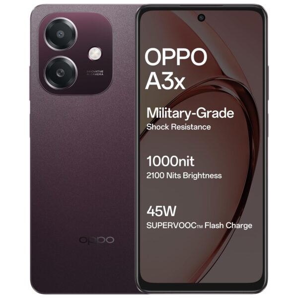 OPPO A3X 4G (Nebula Red, 4GB RAM, 128GB Storage) with No Cost EMI/Additional Exchange Offers